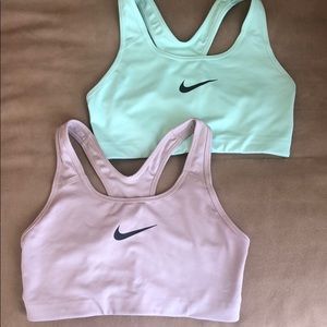 Small Nike Dri-Fit sports bras - mint green & tan